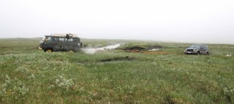 Off-roading in a Soviet military van