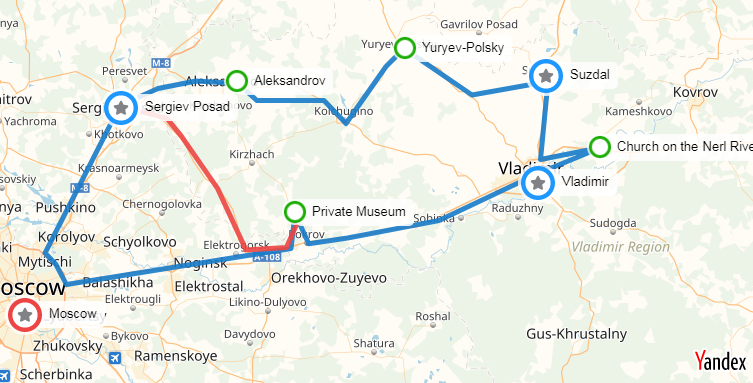 Golden Ring itinerary for 1-2 days