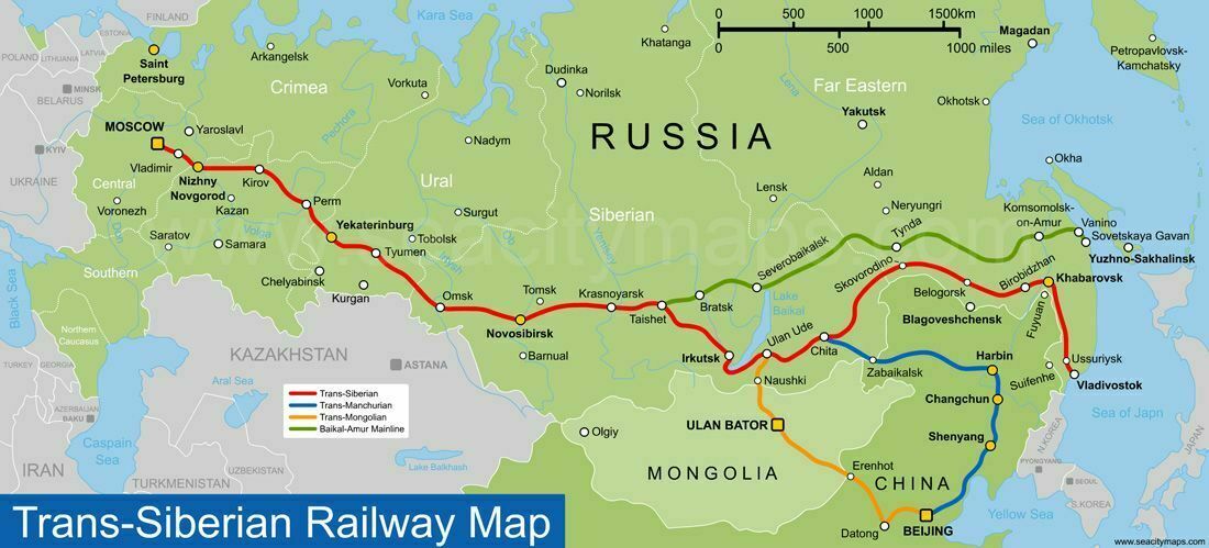 Moscow To Vladivostok Train Trans Siberian Railway Route Map And 